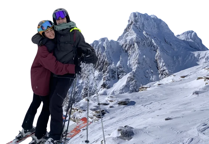 Carmen y Nacho esquiando